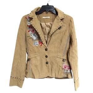 Calix Floral Embroidered Corduroy Jacket – Cottagecore Western Vibes S